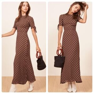 Reformation Amsterdam brown polka dot dress